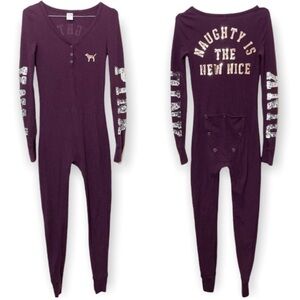 Victoria’s Secret Pink Naughty is the new nice Thermal Long Jane One Piece PJ